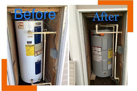 before and after water heater before and after